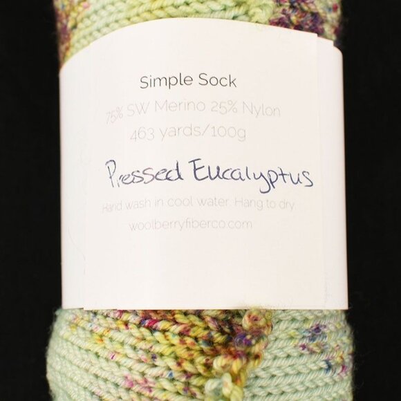 Woolberry Fiber Co. Yarn Simple Sock Blank Hand-Dyed Pressed Eucalyptus Colorway - Picture 3 of 3